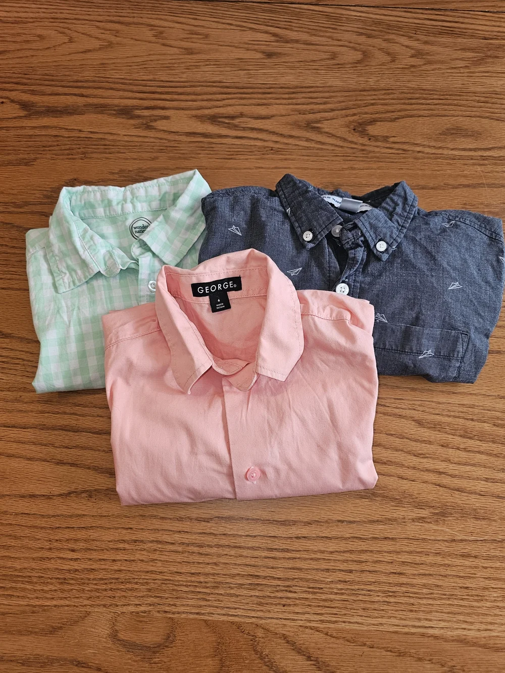 Lot of 3 Kids Button Down Shirts Size 6-7 Old Navy George Wonder Nation